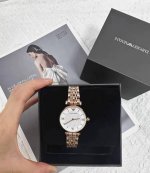 Emporio Armani阿玛尼 满天星系列 腕表 石英机芯 钢表带 白色表盘 女表 镶钻潮流时尚