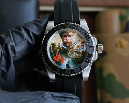 劳力士Rolex 黑神话 悟空 系列顶级玩物毒货，不喜欢撞款街表水鬼的你，他绝对是你的知音。用劳力士最经典的潜航系列水鬼作为原型，经过圈口的二次改装，然后镶嵌顶 - 点击图像关闭