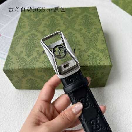 特 品牌： 古奇 新款进口小牛皮，手感细腻柔软。搭配纯钢自动精品钢扣，男士必备！宽度：3.5Cm - 点击图像关闭