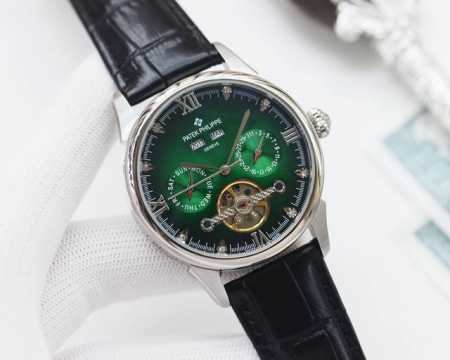 尊享价 品牌：百达翡丽-Patek Philippe 类型：男士腕表 壳套：顶级版316精钢l 表带：进口小牛皮表带 机芯：全自动进口机械机芯 镜面：矿物质防刮 - 点击图像关闭