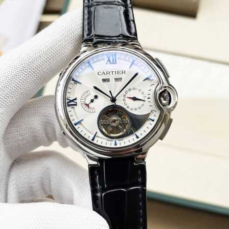白 -金 卡地亚-Cartier 精品男士腕表，全新多功能设计，尊贵大气，绅士风范，卓越品质，热卖全城。采用全自动机械机芯，顶级316精钢表壳，进口小牛皮表带， - 点击图像关闭