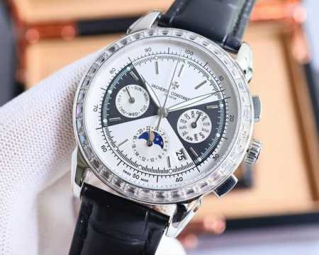 白 -金 最高端品质 江诗丹顿 Vacheron Constantin Vc 男士腕表.全新复杂日月星辰多功能腕表. 机心：搭载原装进口9100多功能自动上链机 - 点击图像关闭