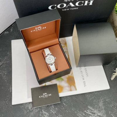 独家新款到货！ 希林娜依 高同款 Coach 蔻驰Cary系列小牛皮表带欧美腕表 年春夏全新凯莉系列延续一贯的优雅气质 14503893冰雪白 尺寸26Mm 厚