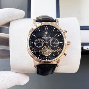 统一价格 百达翡丽-Patek Philippe精品男士腕表 尊贵大气 绅士风范 高端矿物质防刮镜面玻璃 耐磨316L精钢表壳 耐磨进口小牛皮表带 全自动进口机