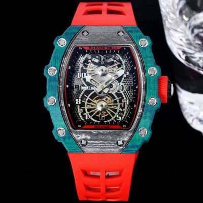 richard Mille 理查米尔 Rm 1系列 搭载全自动进口机械机芯 尺寸40X50X16Mm 碳纤维材质打造的表圈和表柱作为架构支撑，进一步加固其精密结