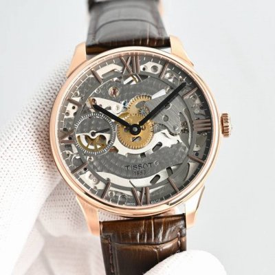 帝王品质，时间诠释一切 天梭Tissot 1853杜鲁尔镂空系列腕表 搭载天梭独有的手动上弦机芯 拱形抗划伤蓝宝石表镜 带双层防炫目涂层 316L精钢表壳 直径