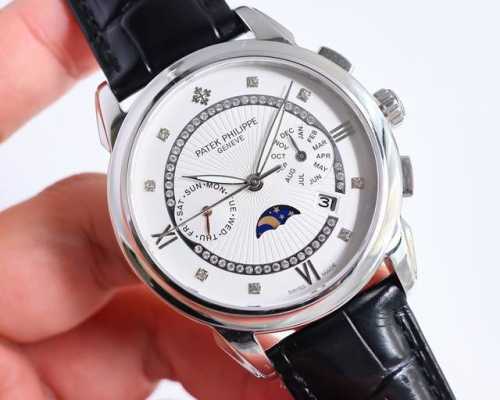 白壳 金壳 Pp最新款式 百达翡丽patek Philippe 搭配进口9100多功能机芯 零返修 功能 24小时,星期 星辰 月份 进口316精钢 搭配意大利