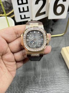 Ppf百达翡丽V3版本鹦鹉螺总裁5712玫瑰金钻圈款 40Mm*8.3Mm Cal.240一体机真动能机械