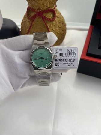 天梭prx超级玩家系列钢带石英女表，T137. .1 91 钢色拉砂表壳表带 ，蒂芙妮色银钉，钢色钢带款 ，现货。 好品质，一手货源，欢迎下单！ - 点击图像关闭