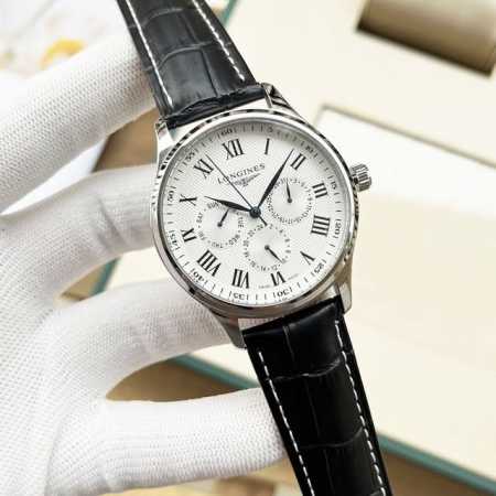 白 -金 钢带+20。浪琴-Longines 精品男士腕表全新多功能设计，尊贵大气，绅士风范，卓越品质，热卖全城。采用全自动机械机芯，顶级316精钢表壳，矿物质 - 点击图像关闭