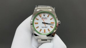 劳力士Milgauss系列，三码合一，附带Nfc感应！品保证！1 0闪电针 绿玻璃904L最高版本，蓝盘 绿盘 黑盘 白盘！防磁双重底盖！ 同步绿色材料蓝宝石玻
