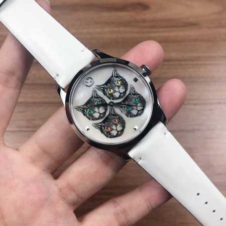 原盒:30 古驰 Guccl新款出货，38Mm表径，原装瑞士石英机芯，蓝宝石水晶玻璃，50M防水，Gucci标志性的动物猫头面，俏皮而不失时尚，现货 - 点击图像关闭
