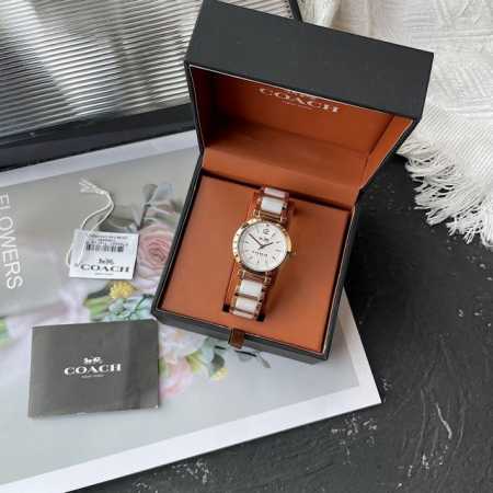 390Coach全套 蔻驰手表Bracelet系列14502463 刘雯同款女表陶瓷表带石英表 表盘直径：30Mm 专柜配套原包装 - 点击图像关闭