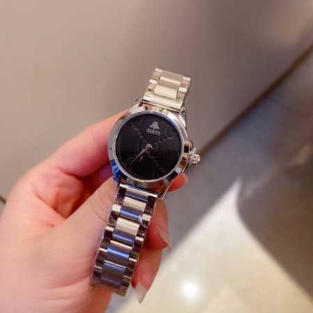 Gucci古驰 新款g-Timeless系列，经典三珠钢带带。搭配精美。白面。黑面。灰面。绿面。情侣腕表。28Mm 精钢 原装按扣石英机心 - 点击图像关闭