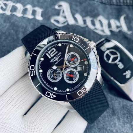 胶带钢带同价 品牌：浪琴LONGINES---康卡斯系列 类型：男士腕表 圈口: 360度可旋转陶瓷圈口 表壳：316精钢 做工优质 表带：进口胶带 顶级316 - 点击图像关闭