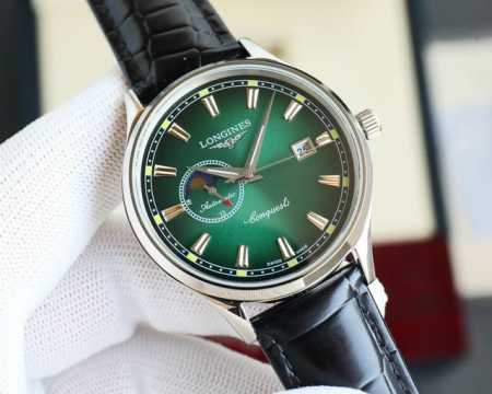 白 金7+20钢带+20 浪琴-Longines日月星辰系列，搭载定制版原装进口8217机芯 0返修0售后 ，24小时／真月相显示，双卜蓝宝石玻璃镜面，意大利牛 - 点击图像关闭