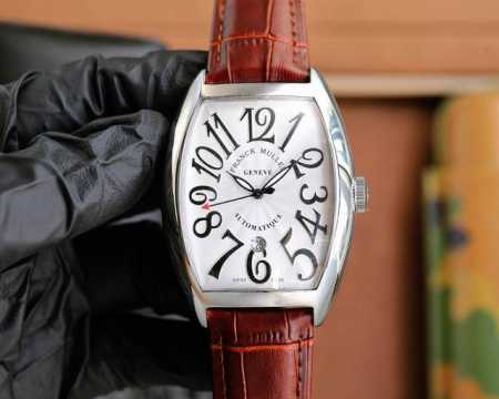 光壳 钻壳 法兰克 穆勒 Franck Muller 55*42*13Mm 全自动机械机芯 双面小牛皮原装针扣 酒桶形拱桥状壳 烈日之下 万众瞩目 - 点击图像关闭