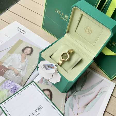 新品！！Lola Rose罗拉玫瑰蜂巢系列小众轻奢高级女表！ 此款手表融合经典的art Deco风格，双宝石表盘，结合闪耀的金色表带！六边形元素，高精度切割玛瑙 - 点击图像关闭