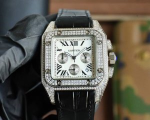 大号 小号 卡地亚Cartier 山度士满钻系列40Mm*14Mmcal进口石英机芯 男39Mm*13Mm女33Mm*13Mm高强度蓝光玻璃 头层牛皮带 原装扣