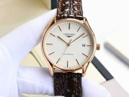 浪琴-Longines 律雅系列 原版壳套复刻 非通用名匠壳 多次反复修缮至完美 极致严格的质量保证。 确保采用原版式抛光和拉丝工艺，高硬度水晶镜面，更加透彻明 - 点击图像关闭