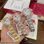 白钻 金钻 New新款卡地亚蓝气球33Mm系列！单排钻石钢带版 最新款珠宝镶钻设计风格贝壳面镶钻表盘、浮现出奢华效果 实物超美瑞士石英机芯尺寸33Mm.内圈是最