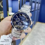 P210 真正原单阿玛尼-Renato系列 细节可见品质时尚男表尊贵钢铁王子 深邃而优雅的黑色大表盘三眼多功能商务石英腕表 表盘直径43Mm 表盘厚度11Mm