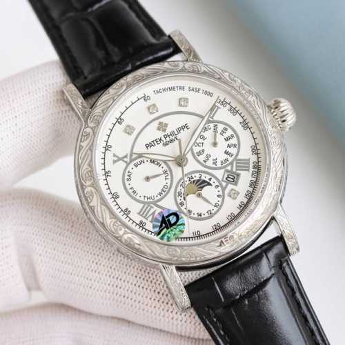 白 -金钻+50 百达翡丽Patek Philippe复杂功能系列-纯手工-雕花腕表-惊艳登场，42毫米的表径适配大众男性手寸，非常商务可亦休闲。整表表壳手工雕