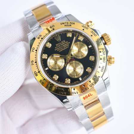 18K包金 现货供应 Rolex-劳力士 迪通拿系列 Rw1 Gtc中国国检检测证书，联网可查！一档调时 计时秒针 3字位9字位小针 功能原装一致！表壳原版开模 - 点击图像关闭