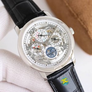 1890传承系列万年历腕表。型号：43175/000R-9687。这款41毫米直径表款体现江诗丹顿的超卓制表复杂功能传统，其中超薄表款更是个中典范。1：搭载与正