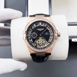 白钻 金钻 浪琴-Longines火爆新品 搭载全自动机械机芯 316精钢表壳 简约镂空设计 简约时尚 优雅尊贵 矿物质强化玻璃镜面 真牛皮表带 商务休闲 精致