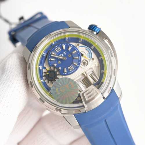 新品Hyt 品牌 H1 系列 机芯：机械全自动尺寸：46Mm 表壳：904钢表带：氟橡胶 由于机芯改造缘故手动上弦方向与原机芯相反 功能分别是：9点位圆盘外围有