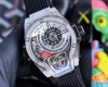恒 宝 Hublot 魔兽Mp系列909.Nx.1120.Rx.1704 抛光金属壳套 人工镶嵌207颗锆石 阳极化处理红色铝质下部结构附6颗H形金属螺丝 搭载