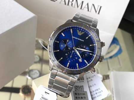 Armani阿玛尼 男士商务型腕表 型号：Ar11306 搭配石英计时机芯、三眼表盘设计、表盘直径43Mm 316精钢表带、矿物质玻璃镜面、蝴蝶双按扣、生活防水 - 点击图像关闭