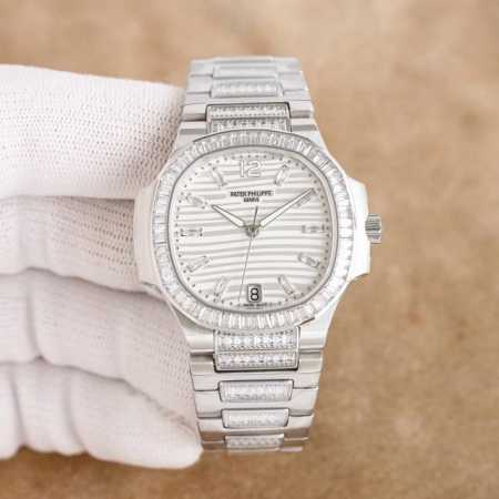 统一 新款到货 百达翡丽7014女士鹦鹉螺 白金t方砖限量款 少量到货，全网唯一，真正低调奢华的美 赠送价值288旅行便捷定制手表表盒 腕表:定制9015改32 - 点击图像关闭