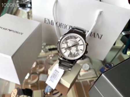 品牌阿玛尼armani 型号：Ar2458白面ar2448蓝面 Ar2434黑面 进口石英机芯'矿物强化玻璃镜面'不锈精钢表带隐形双锁扣'三眼计时日期窗口'巴塞 - 点击图像关闭