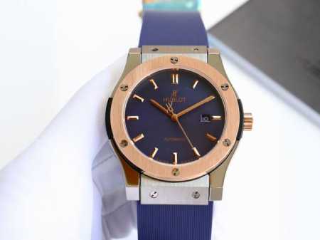 金黑+20宇舶 恒宝Hublot 经典融合系列 316精钢表壳 壳套采用Cnc工艺精细打磨加工 确保各方位细节 圈口彰显宇舶独特拉丝工艺效果，表带采用进口橡胶表 - 点击图像关闭
