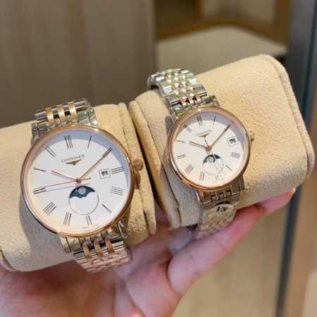 皮带：白壳 金 钢带20 2024年 最新品 真月相 七夕节最佳礼品 Longines浪琴官方博雅系列情侣腕表 见证爱奇迹时刻时尚潮流男女腕表。采用进口日本机芯 - 点击图像关闭