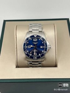 Longines浪琴 康卡斯潜水系列 自动机械机芯 日期显示300米防水 男表 瑞表 41Mm 蓝色表盘 陶瓷精钢表壳 精钢表带