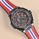 Hublot Big Bang Ferrari Titanium F4 系列 材质 表壳：钛金属，经拉丝与微珠喷砂处理，壳侧融入黑色复合树脂与碳纤维夹层工艺。