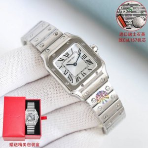 -间金 -全金 钻+100 DDD Clf 卡地亚 迷你尺寸 女款山度士 DDD 表盘：镀银磨砂表盘 罗马数字时标 剑形蓝钢指针 蓝宝石水晶镜面 DDD 机芯: