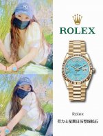 Rolex 劳力士 黄金绿松石星期日历型蚝式恒动机械腕表40Mm。杨幂同款Dd绿金迪。劳力士绿松石镶钻双历日志手表。劳力士蚝式恒动星期日历型40腕表绿松石盘面。