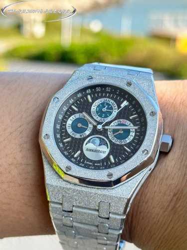 Twa-Ap 爱彼 皇家橡树霜金版本，41Mm 钢王之王”爱彼26574系列 霜金定制版 ，钢带表最重中之重的表带， Twa厂用原装表带开模使表带细腻的拉丝纹并