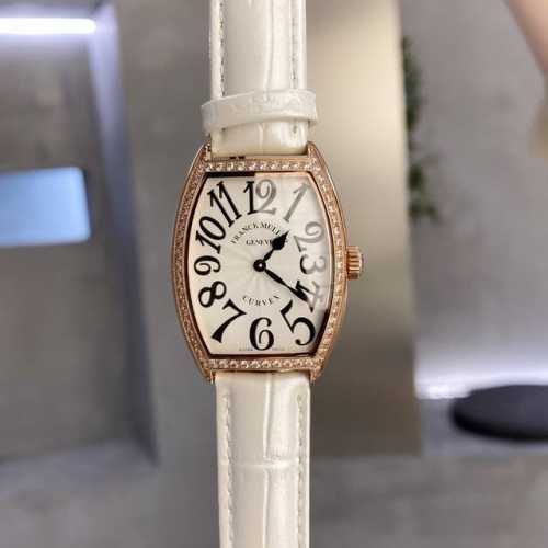 白壳 金壳 Franck Muller 法兰克穆勒 Fm 法穆兰 酒桶形女士石英腕表 316精钢cnc加工抛光表壳 底盖与表壳无缝拼接 底盖拉丝细腻 字体雕刻清