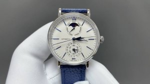 gr新品匠心打造！ Iwc柏涛菲诺系列Iw359001腕表是品牌推出的第一款配备全新自主研发全历模块的作品！ 而其他款式不同，此次表盘采用“上下双眼”布局，12