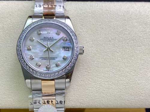 Sk Factory 女款 劳力士rolex 单历 日志型31Mm 直径 31Mm 机芯 搭载全自动机械机芯 圈口 劳力士ringcommand三角坑纹 光圈