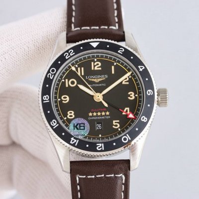 新品］ 浪琴推出全新 先行者系列Zuiu Time 腕表！1直径42毫米，跟官网一样尺寸！2表圈饰有“金色”陶瓷嵌件，标注24小时刻度和Super-Lumino
