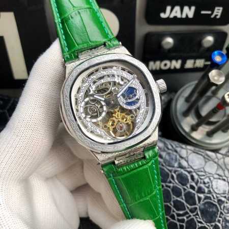 统一价： 品牌：百达翡丽----鹦鹉螺尊贵高端男表 ！奢华大气类型，精品顶级男士腕表，顶级镂空机械机芯 稳定顶级316精钢耐用矿物质超强镜面玻璃 高清，耐磨立体 - 点击图像关闭