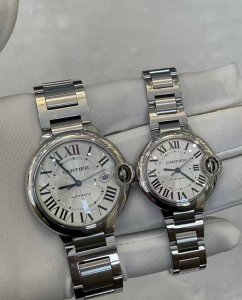 【270女款+40 卡地亚蓝气球经典款机械手表 （免税店货品） 男士42Mm 女士33Mm 卡地亚Cartler蓝气球男士腕表 316精钢表壳 高清蓝宝石镜面