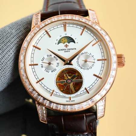 白 金+20 最新出品 江丹诗顿-Vacheron Constanti。阁工楼匠独一无二版 再火创爆奇迹。经典之作升级版！ ①搭配多功能月相陀飞轮机械机芯。功能 - 点击图像关闭