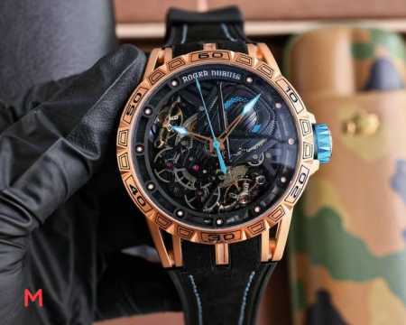 白壳 玫黑 罗杰 杜彼 Roger Dubuis 豪爵 Excalibur 王者系列 自动上链机芯，表壳：46毫米 , Sapphire Crystal Car - 点击图像关闭